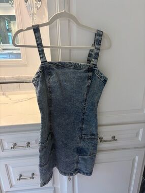 Aeropostale Faded Blue Denim Fitted Dress with Adjustable Straps